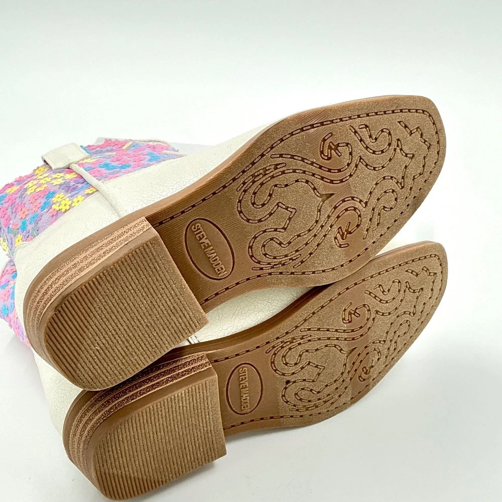 Steve Madden Girls Size 13 Boots Bone Floral Sequin NEW Peek Little Kids $65